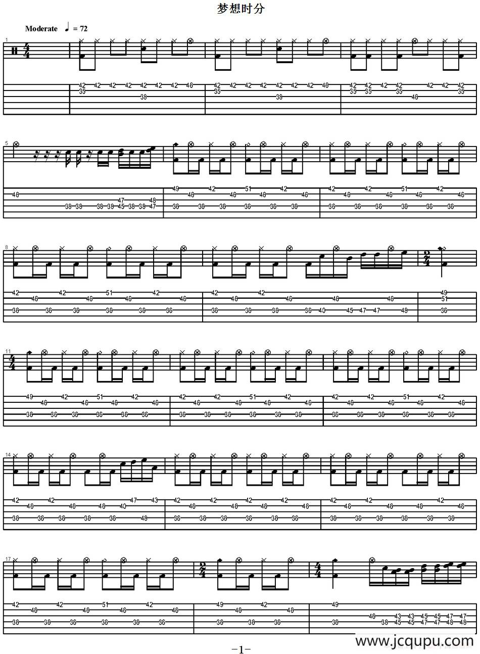 爵士鼓谱：梦想时分简谱