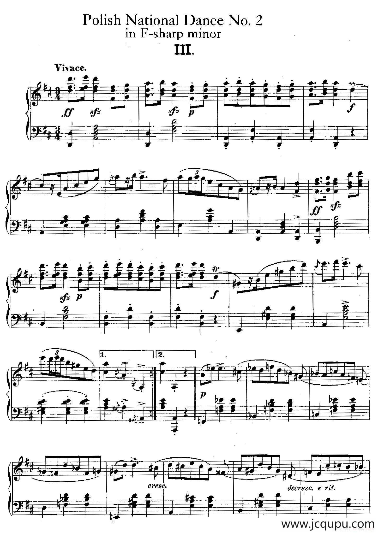 Five Polish National Dance Op.3（5首波兰民族舞曲 No.3）简谱
