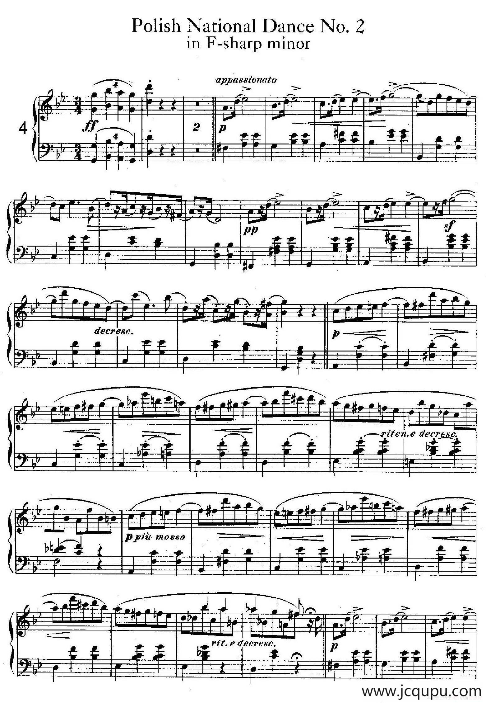 Five Polish National Dance Op.3（5首波兰民族舞曲 No.4）简谱