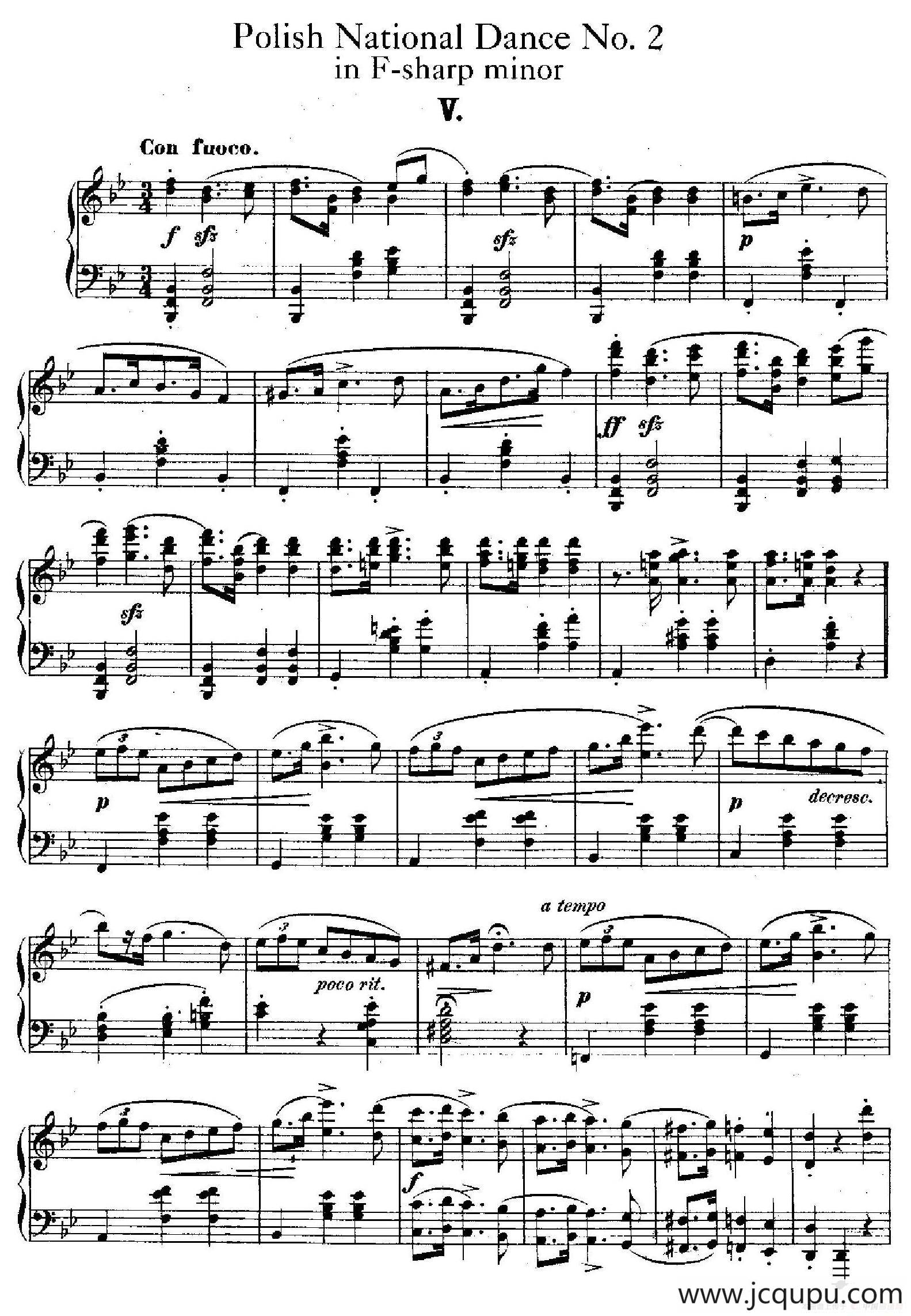 Five Polish National Dance Op.3（5首波兰民族舞曲 No.5）简谱