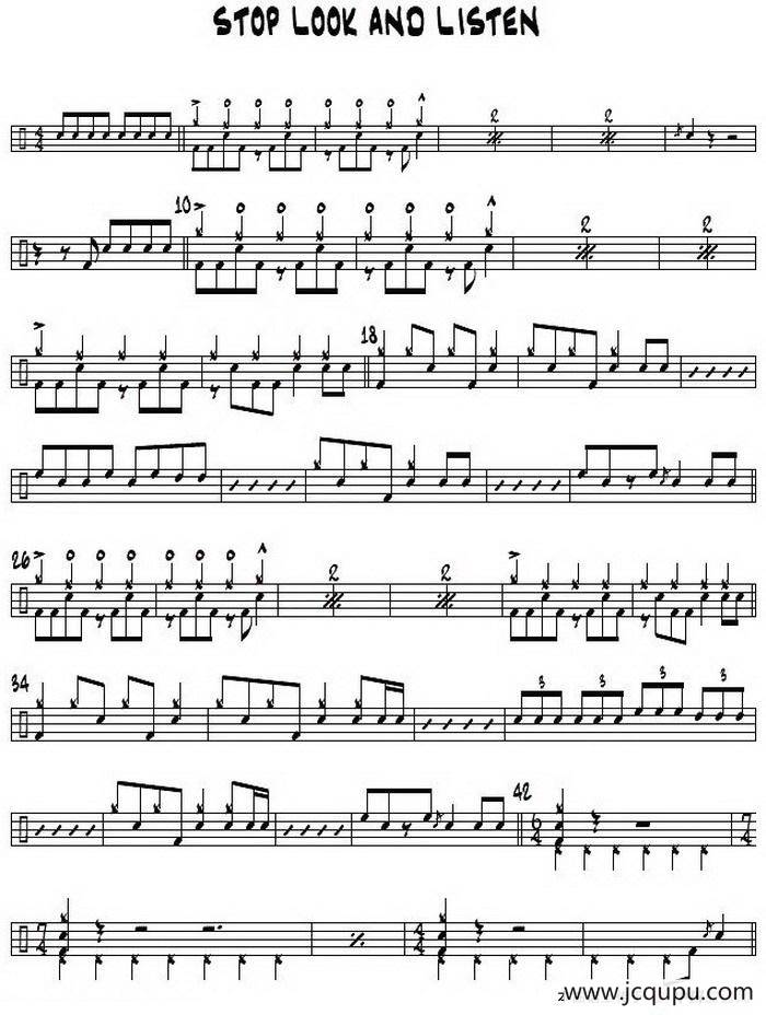 架子鼓谱： Rock - Stop Look And Listen简谱