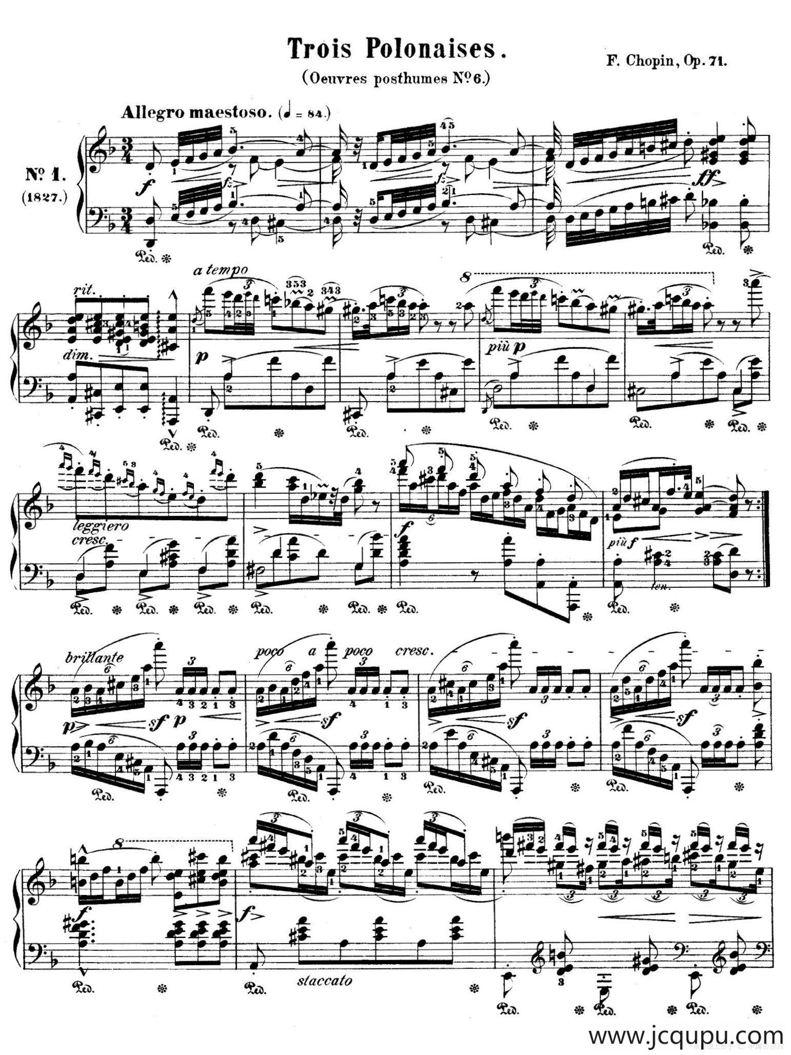 Trois Polonaises Op.71（3首波兰舞曲 No.1）简谱