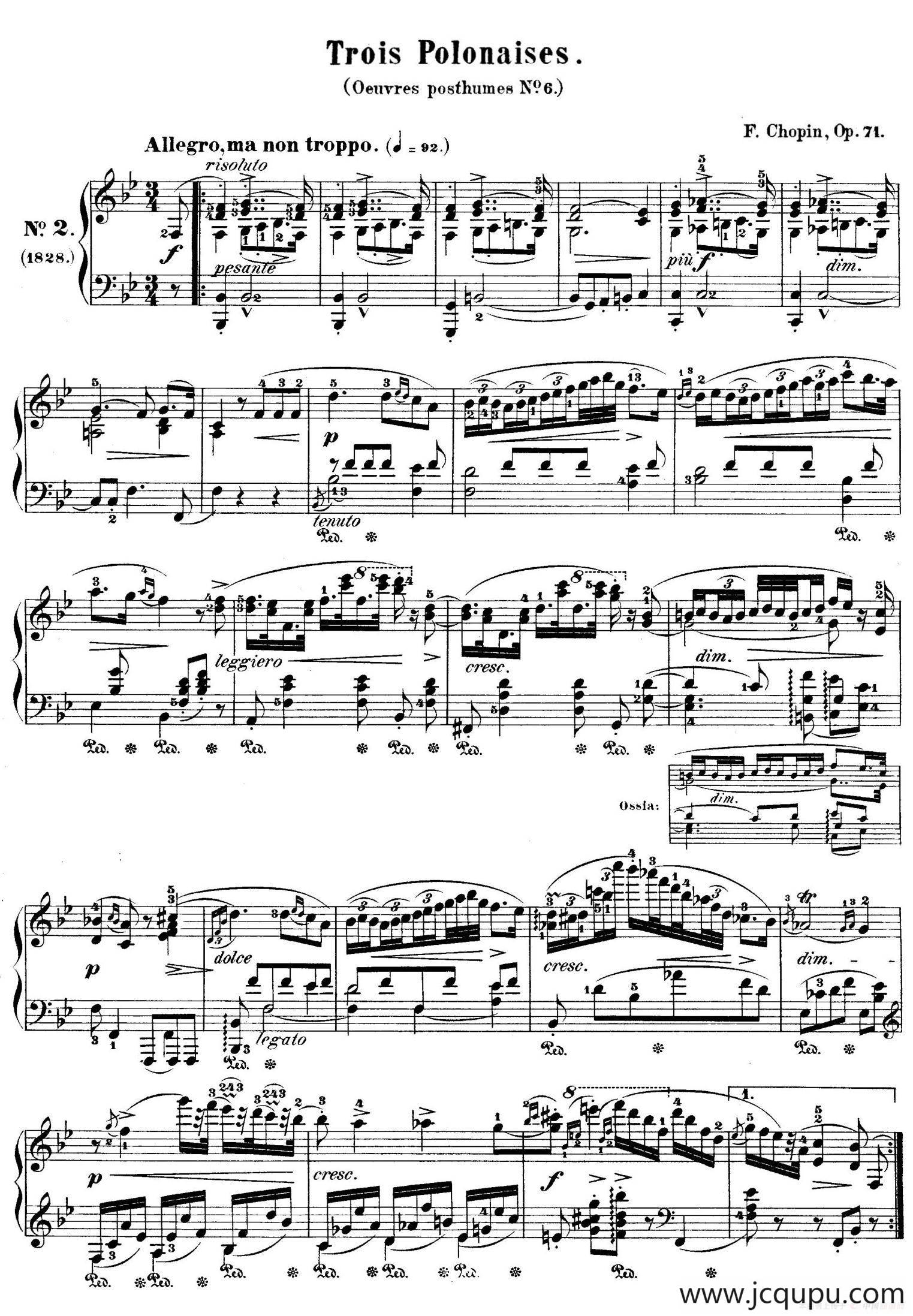 Trois Polonaises Op.71（3首波兰舞曲 No.2）简谱