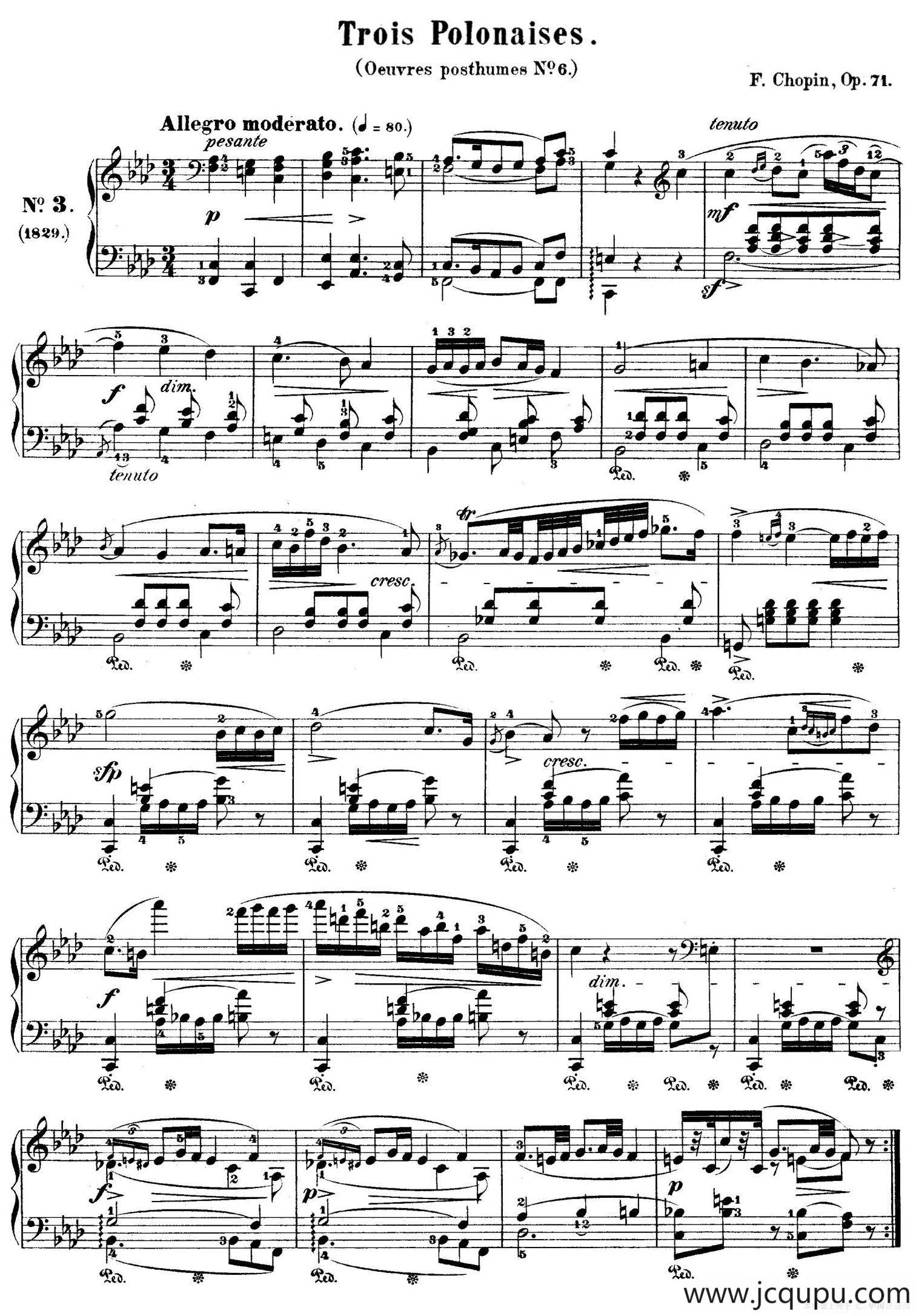 Trois Polonaises Op.71（3首波兰舞曲 No.3）简谱