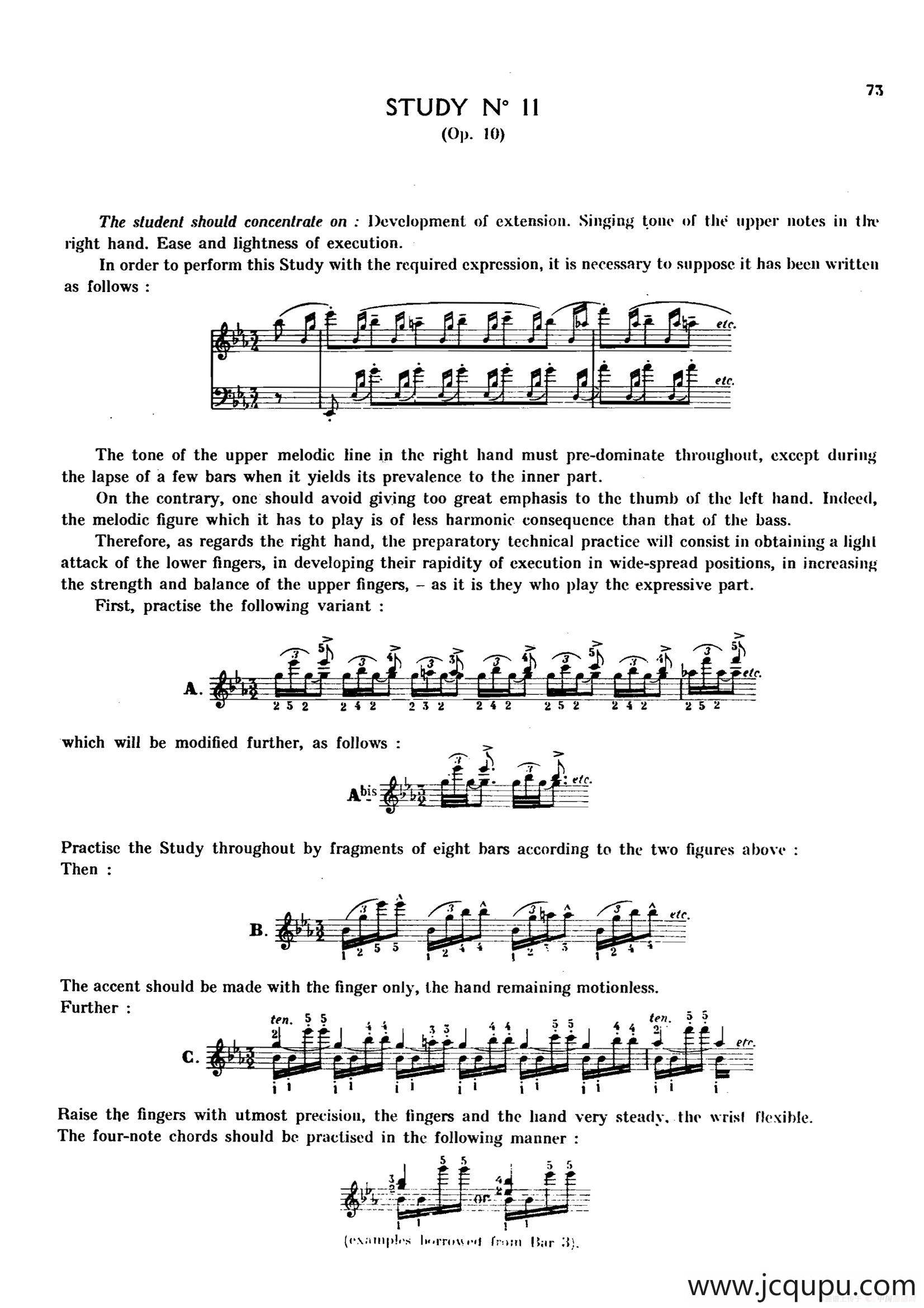 12 Etudes Op.10 柯尔托教学版（12首练习曲·11）简谱