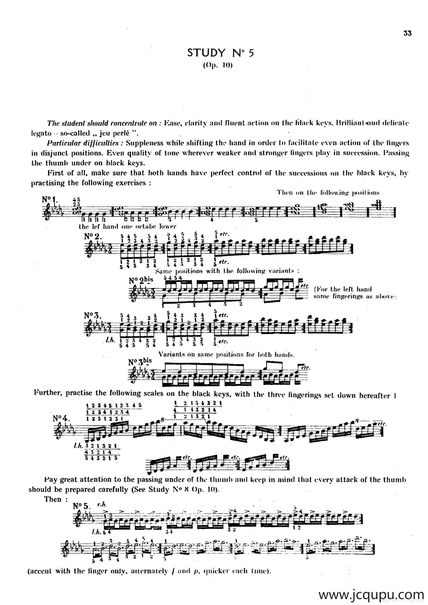 12 Etudes Op.10 柯尔托教学版（12首练习曲·5）简谱