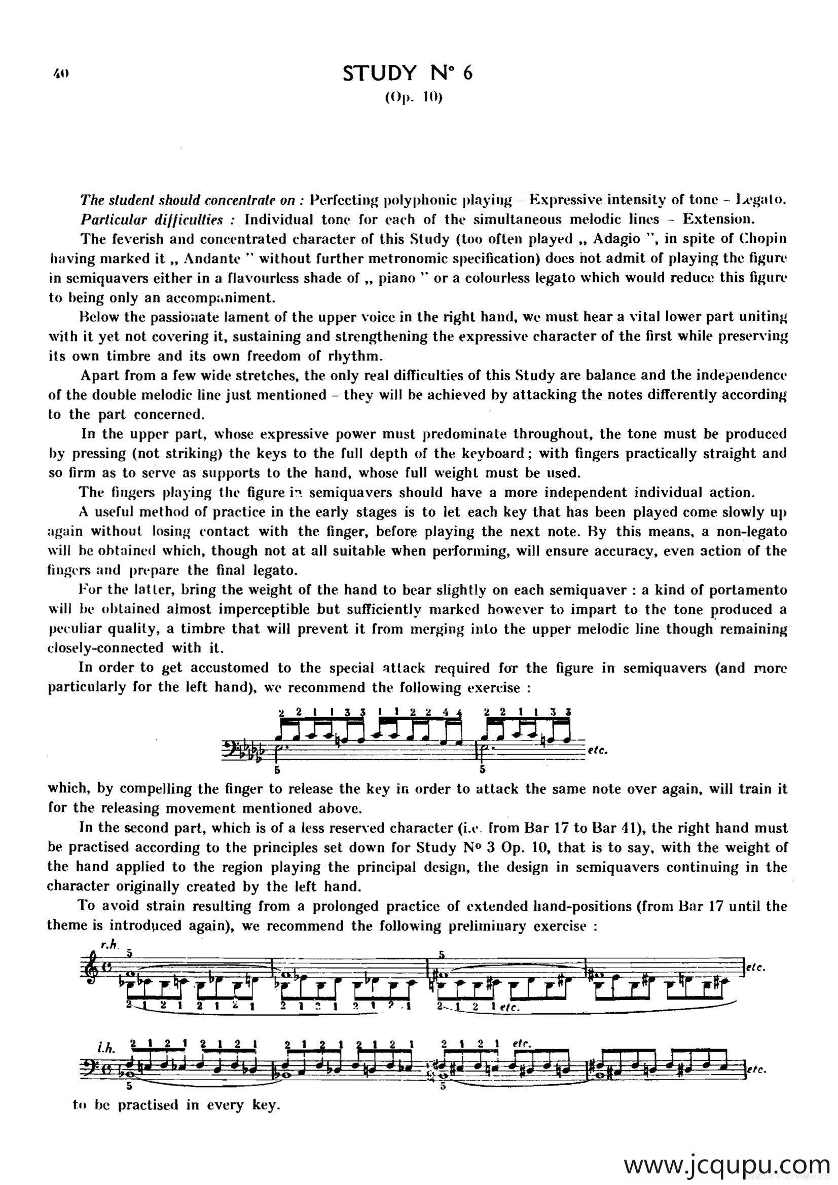 12 Etudes Op.10 柯尔托教学版（12首练习曲·6）简谱