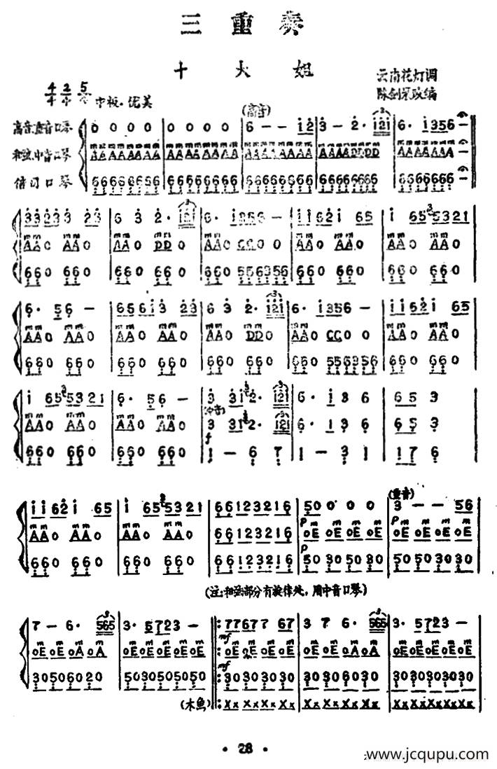 十大姐（三重奏）简谱