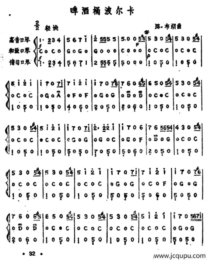 啤酒桶波尔卡（三重奏）简谱