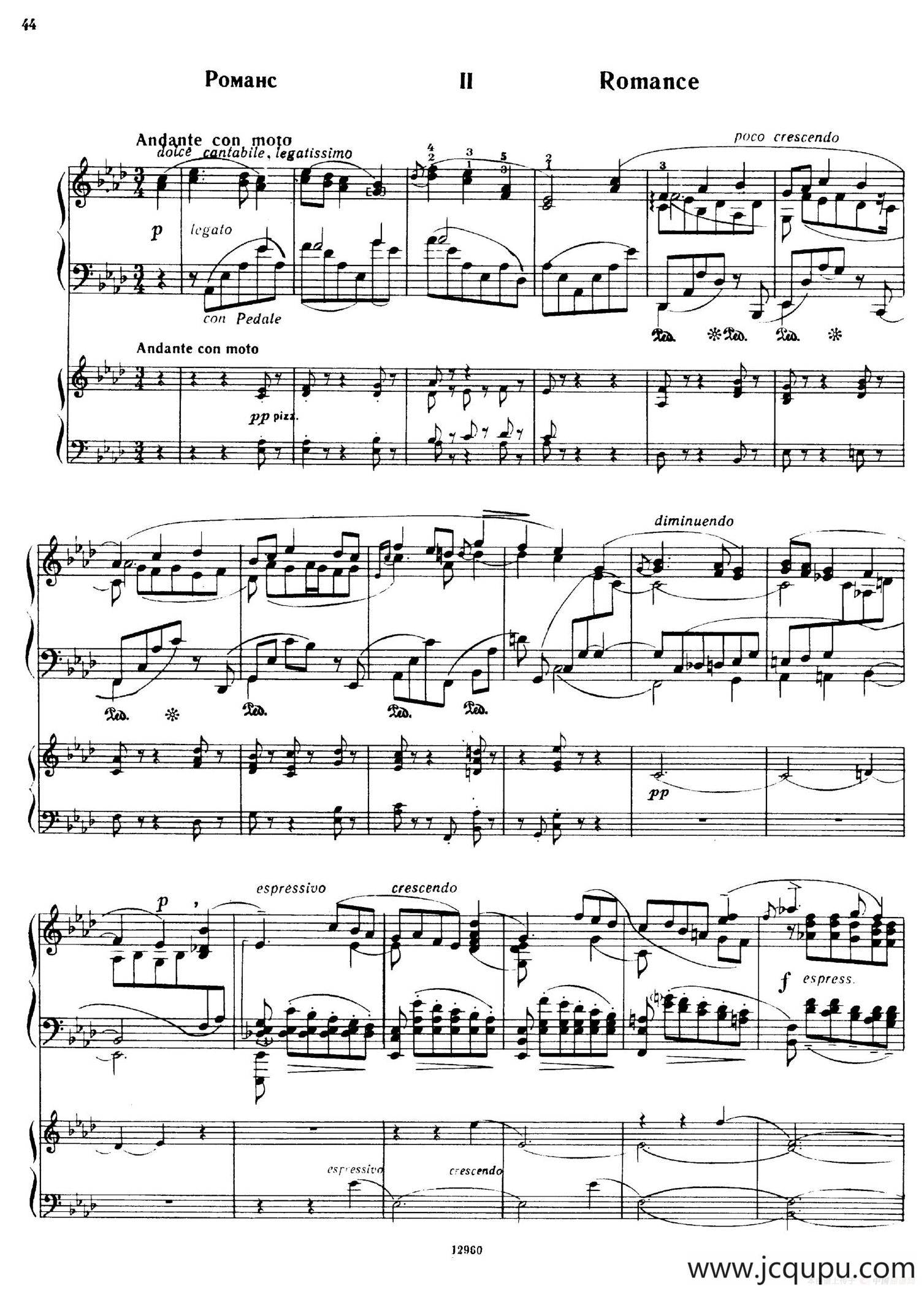 Piano Concerto No.2 in c Minor Op.50（c小调第二钢琴协奏曲·Ⅱ·双钢琴）简谱