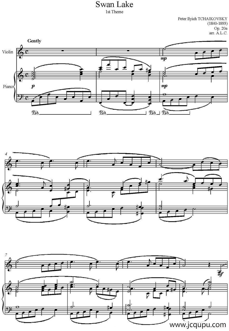 Swan Lake（天鹅湖）（小提琴+钢琴伴奏）简谱