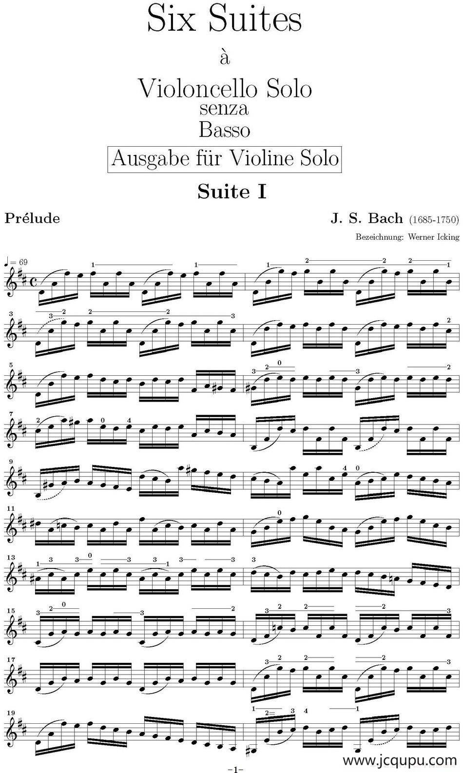 Six Suite Violincello Solo senza Basso（Suite I）（6首无伴奏大提琴组曲·Ⅰ）简谱