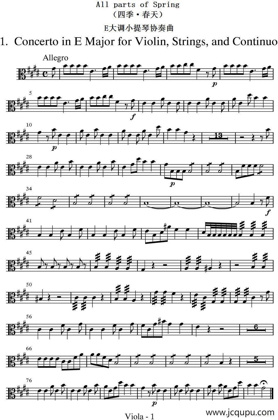  All parts of Spring（四季·春天）（中提琴分谱）简谱