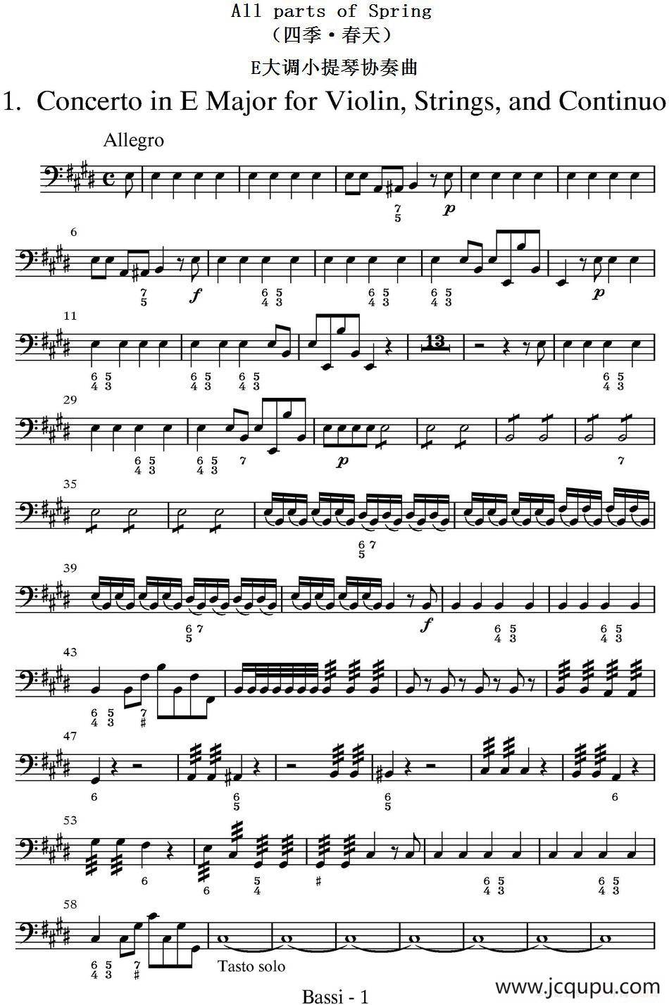 All parts of Spring（四季·春天）（贝斯分谱）简谱