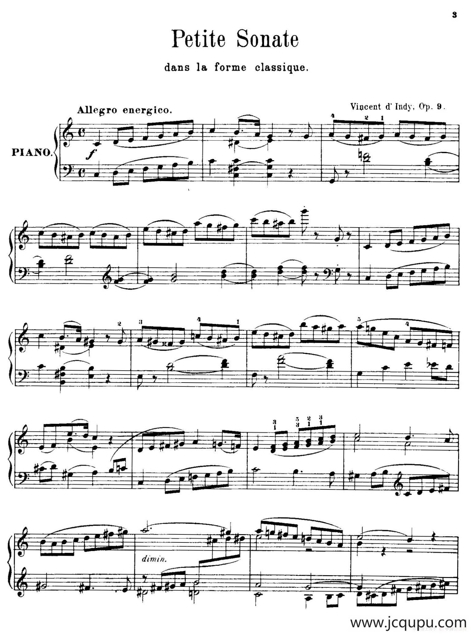 Petite Sonate Dans La Forme Classique Op.9（古典小奏鸣曲）简谱