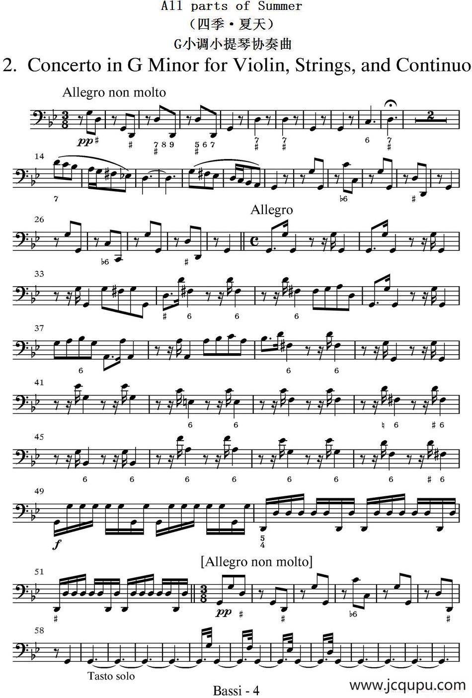 All parts of Summer（四季·夏天）（贝斯分谱）简谱
