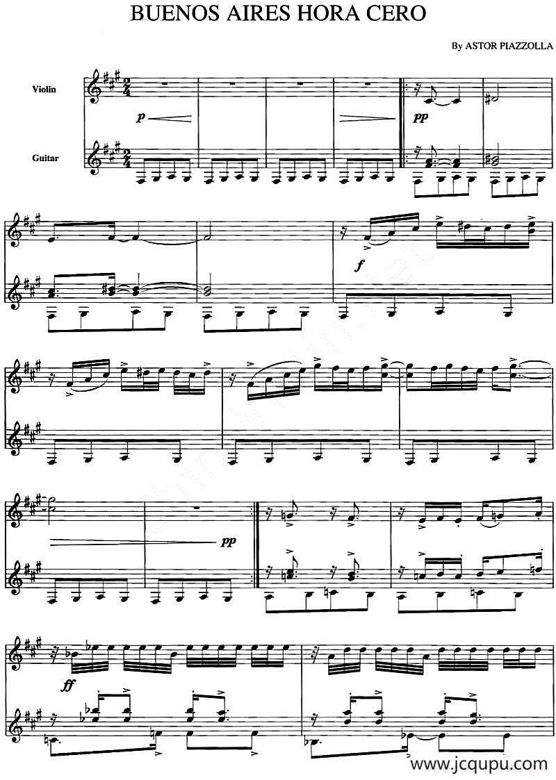BUENOS AIRES HORA CERO（小提琴+吉他）简谱