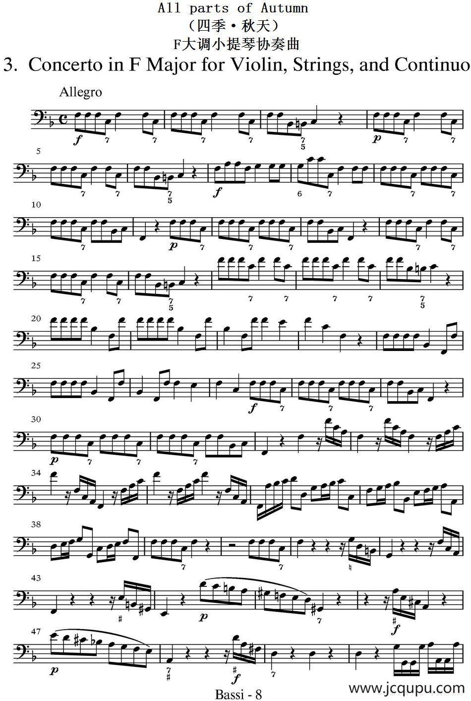 All parts of Autumn（四季·秋天）（贝斯分谱）简谱