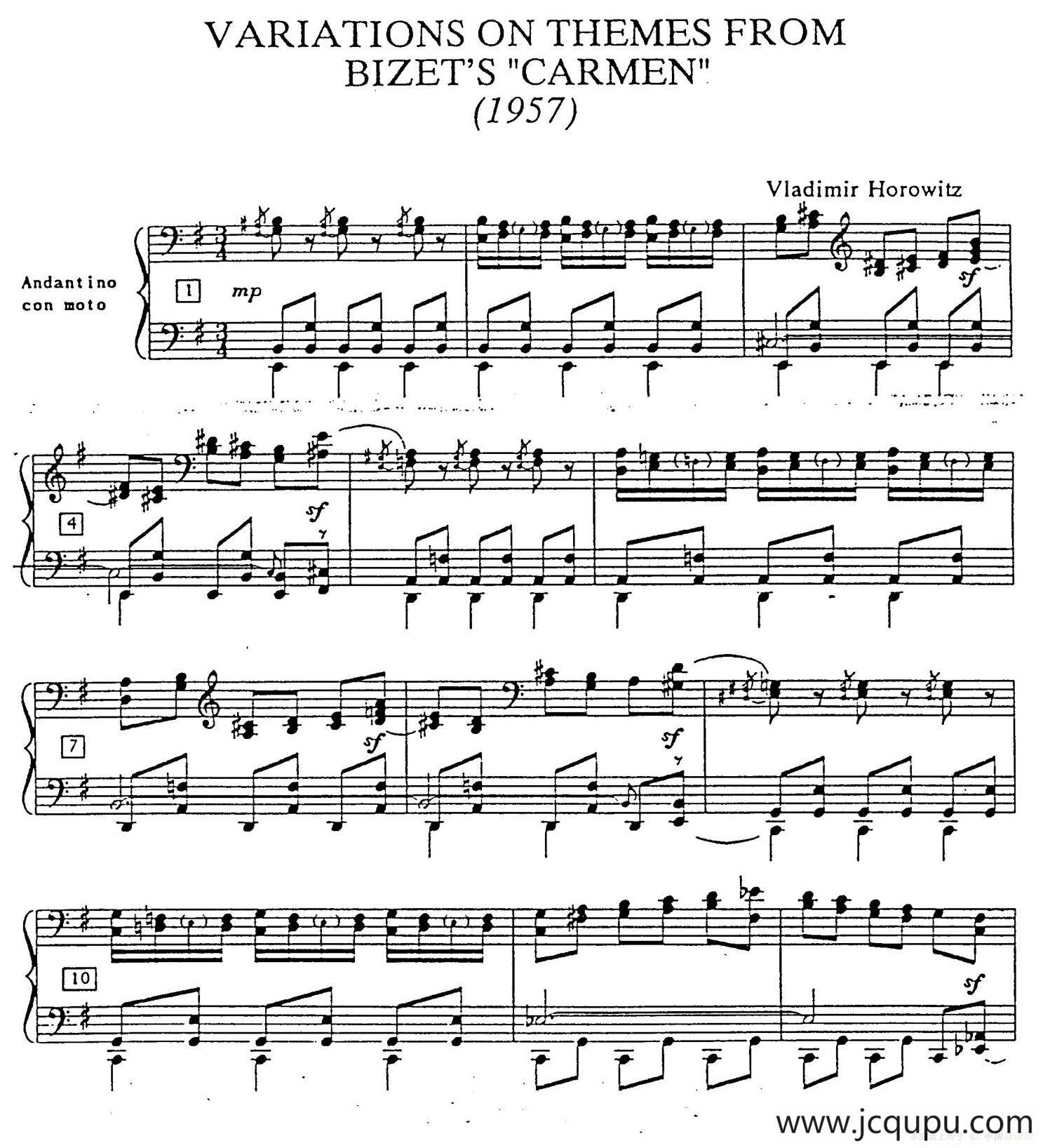 Carmen Variations 12 Pieces（12首卡门主题变奏曲·4）简谱