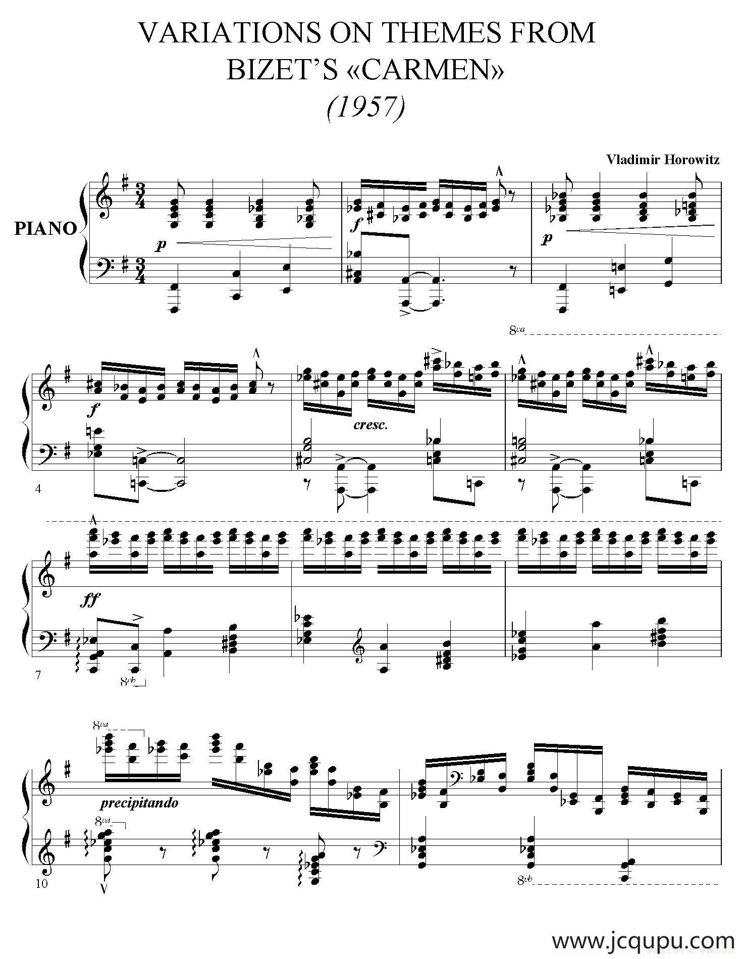 Carmen Variations 12 Pieces（12首卡门主题变奏曲·5）简谱