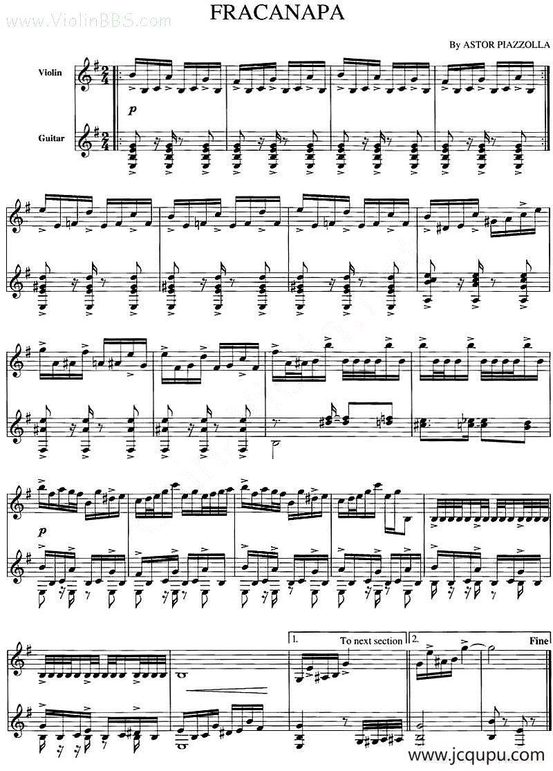 FRACANAPA（乐舞、小提琴+吉他）简谱