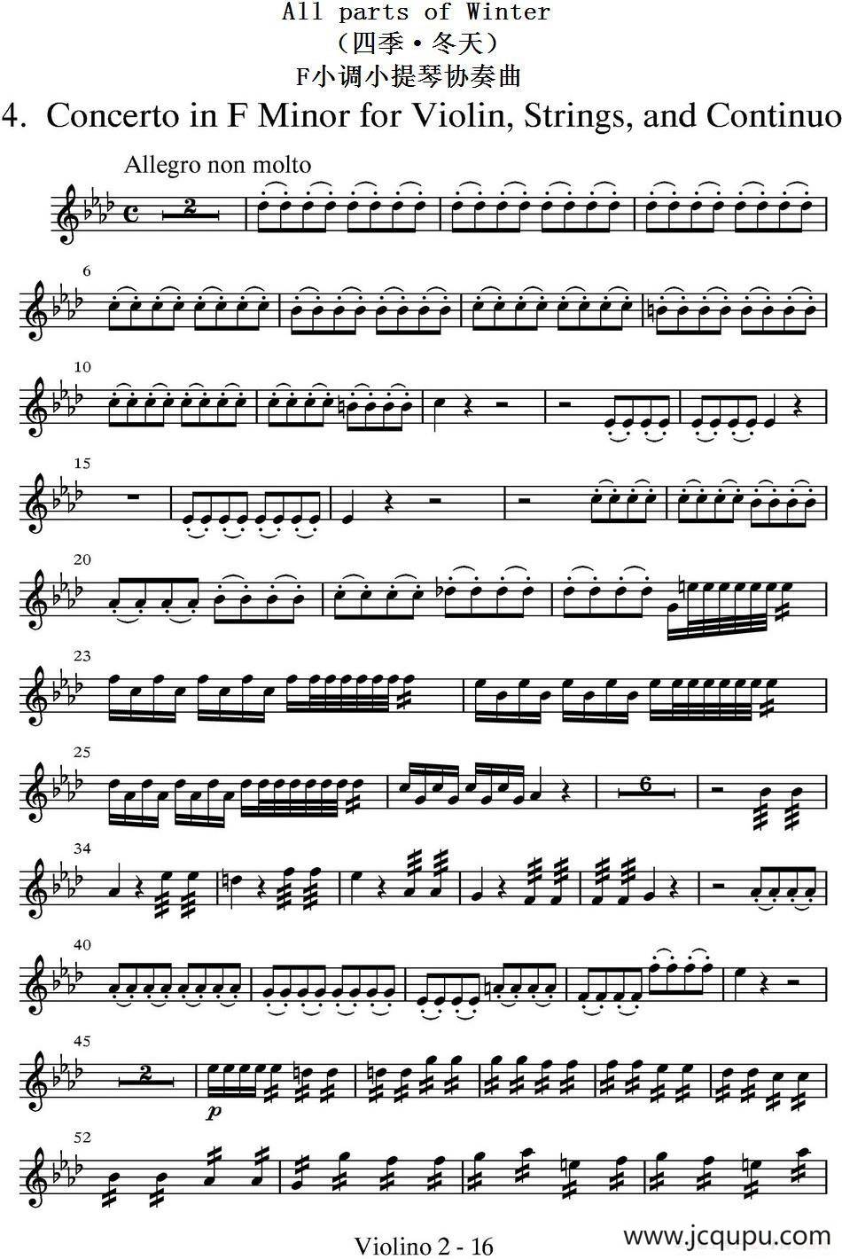 All parts of Winter（四季·冬天）（第二小提琴分谱）简谱