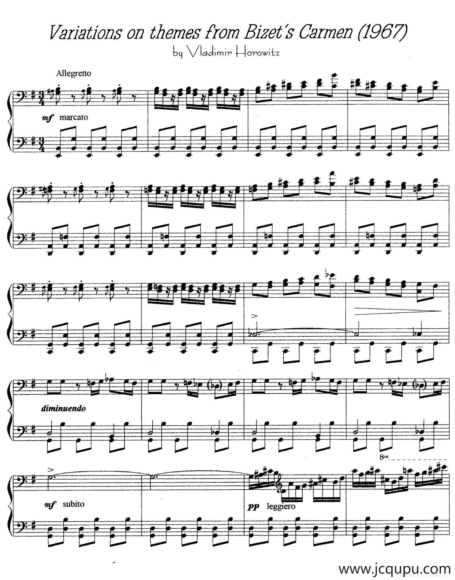 Carmen Variations 12 Pieces（12首卡门主题变奏曲·6）简谱