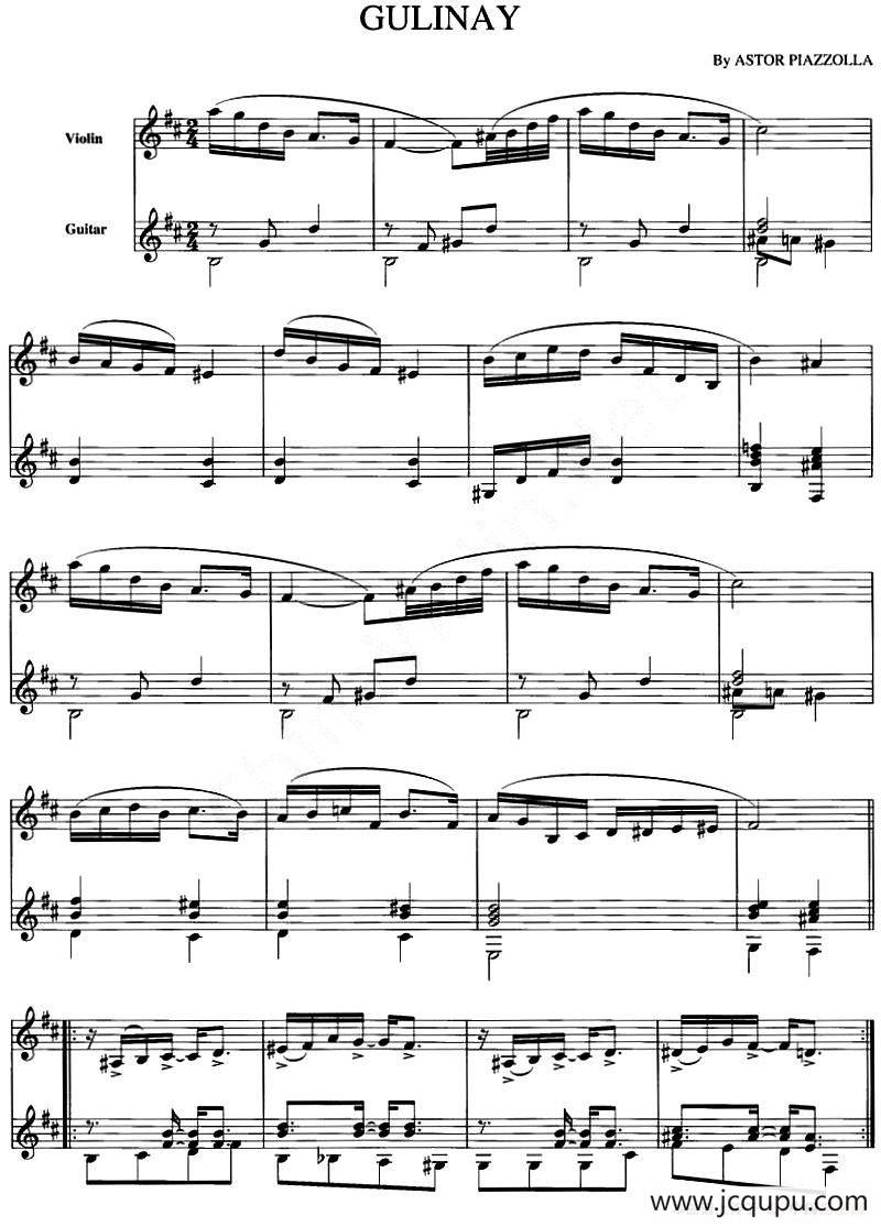 GULINAY（小提琴+吉他）简谱