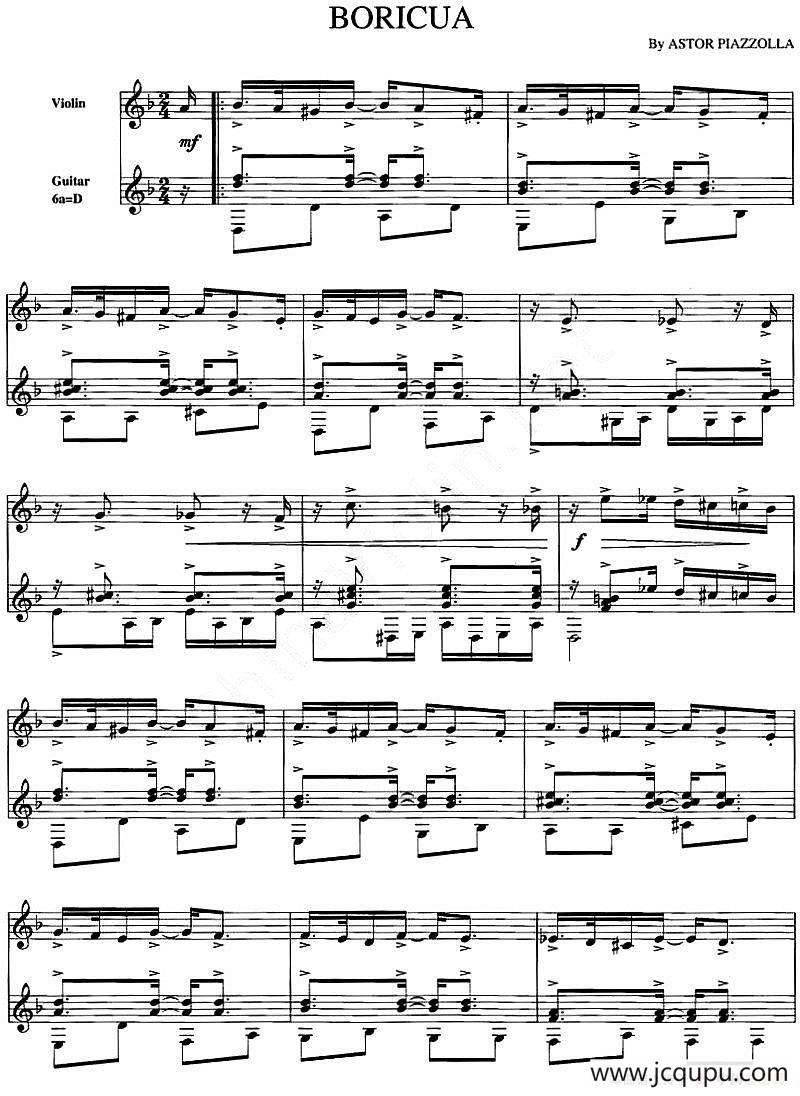 BORICUA（圣地、小提琴+吉他）简谱