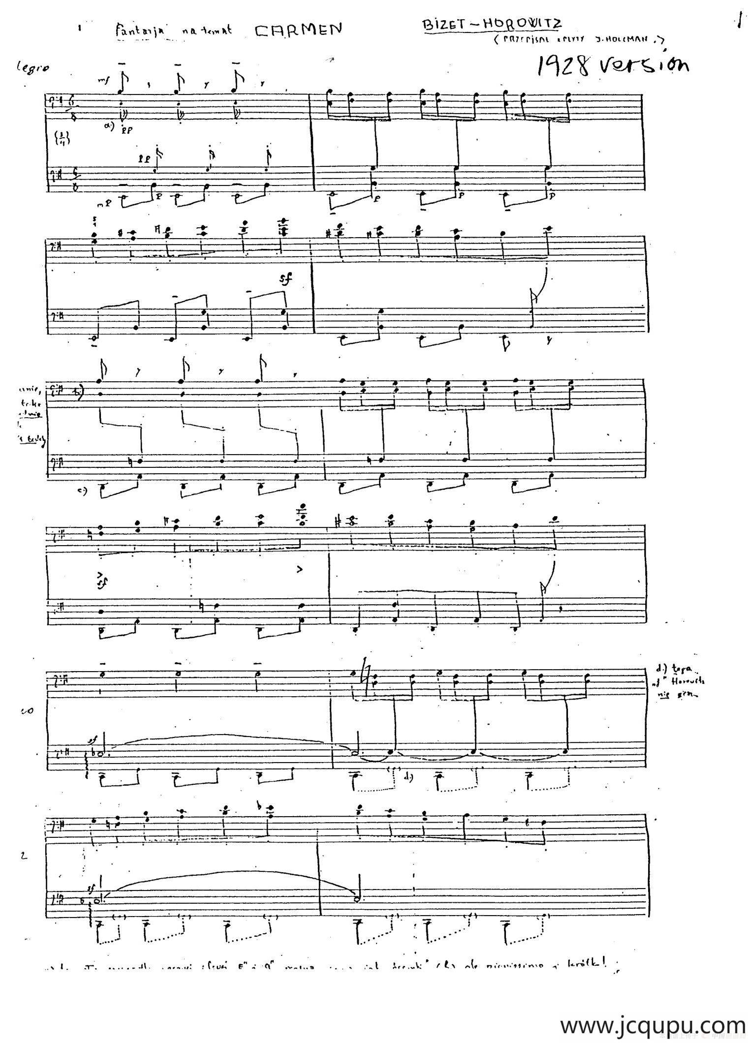 Carmen Variations 12 Pieces（12首卡门主题变奏曲·1）简谱