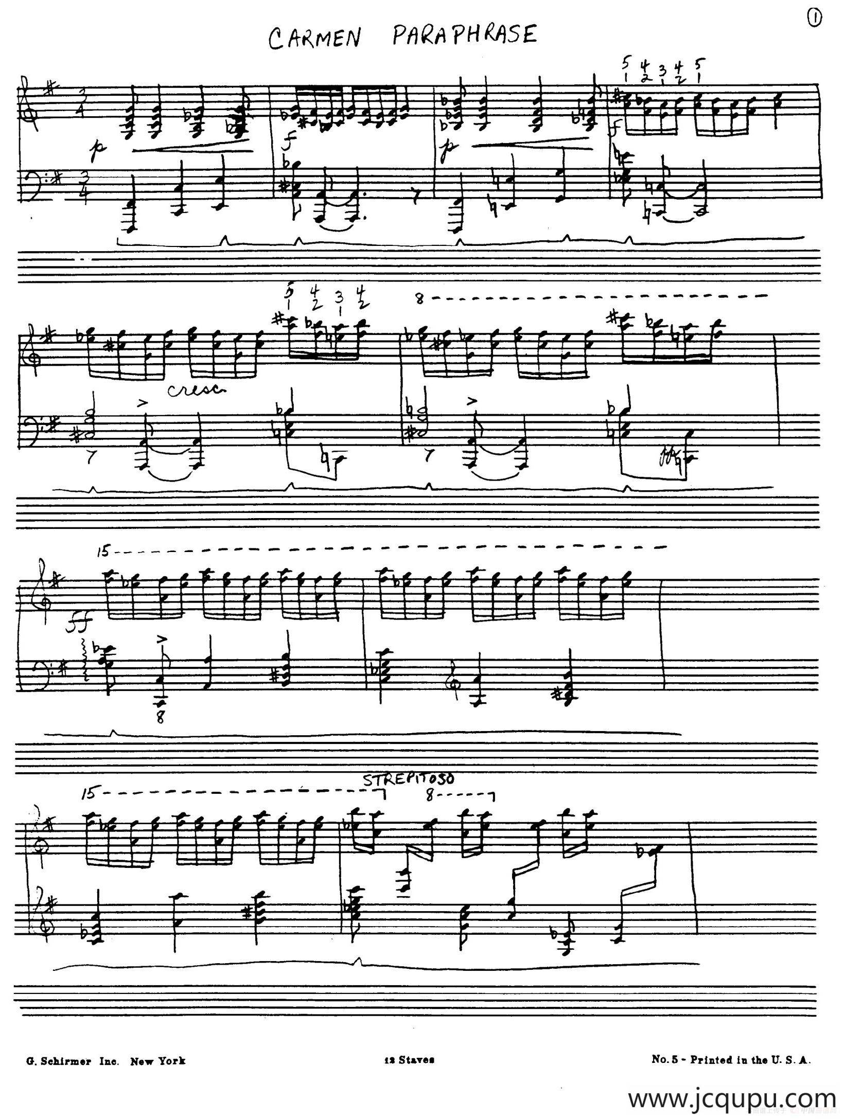 Carmen Variations 12 Pieces（12首卡门主题变奏曲·12）简谱