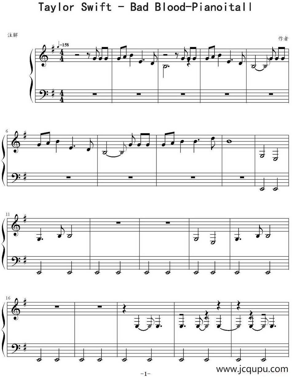 Bad Blood简谱
