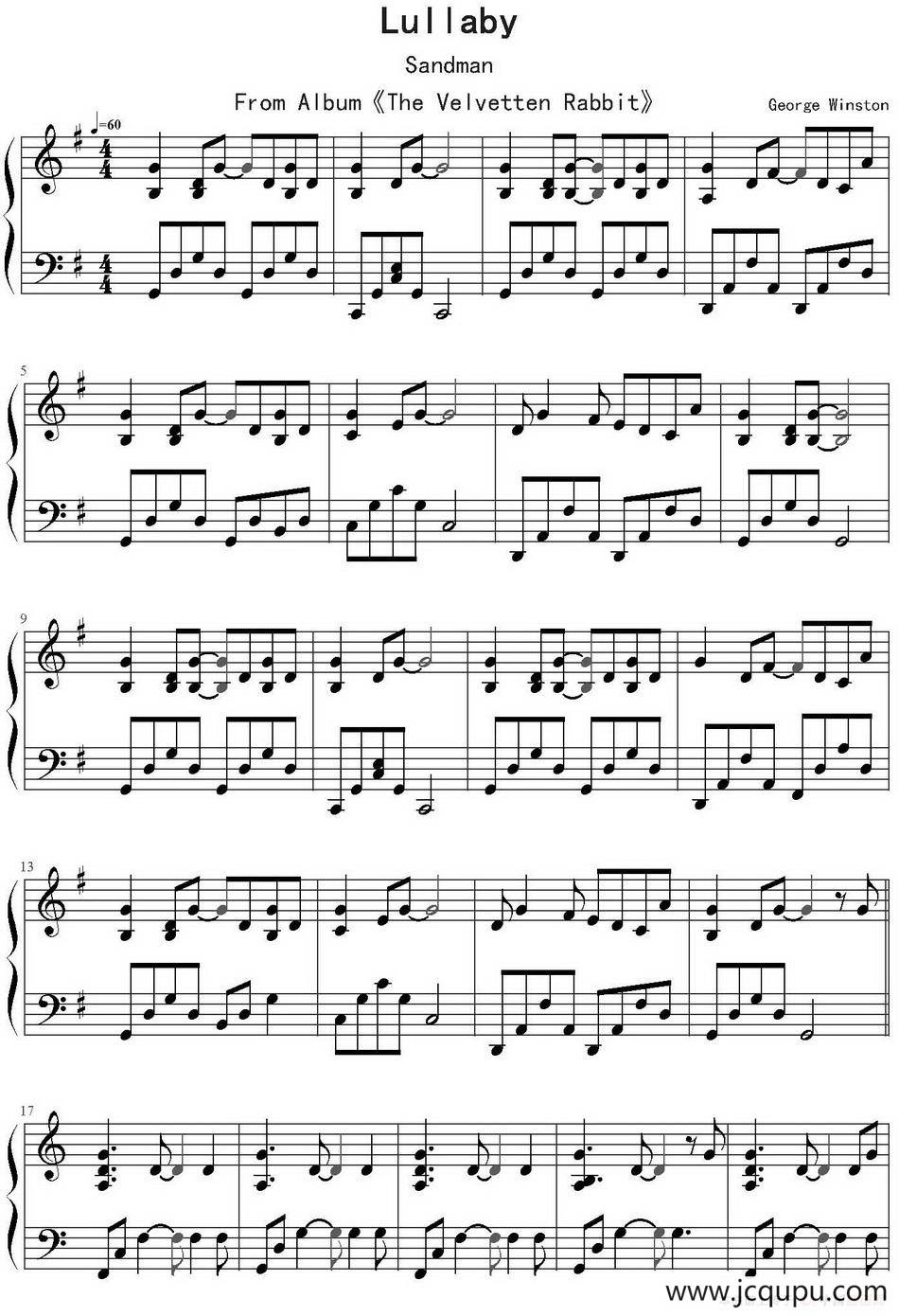 Lullaby（George Winston作曲版）简谱
