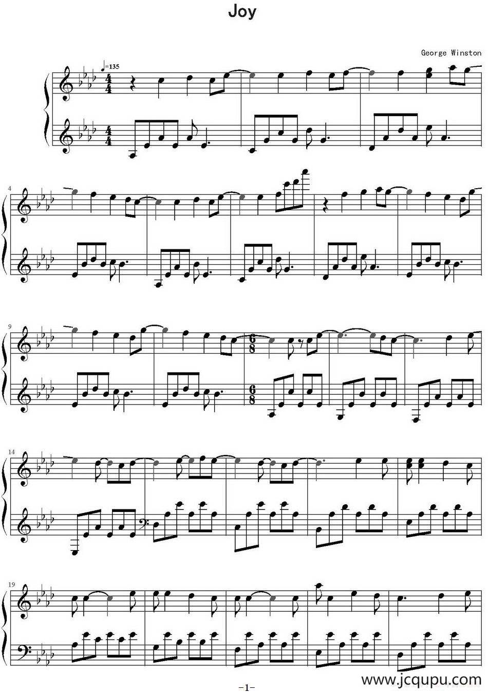 Joy（George Winston作曲版）简谱