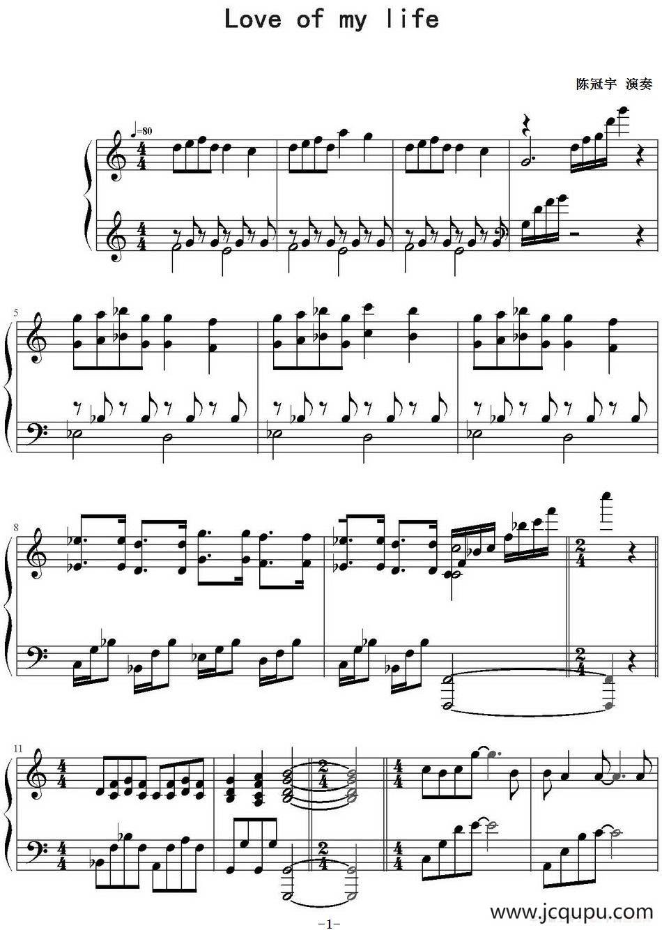 Love Of My Life简谱