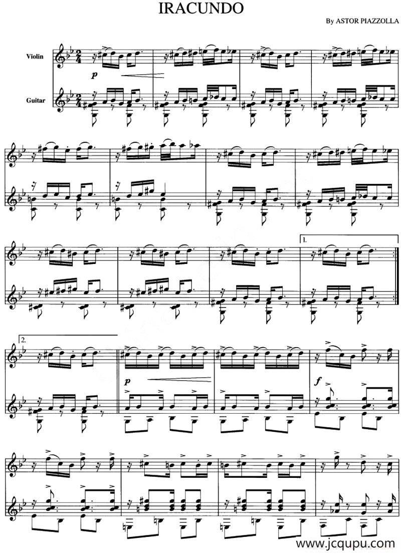 IRACUNDO（愤怒）（小提琴+吉他）简谱