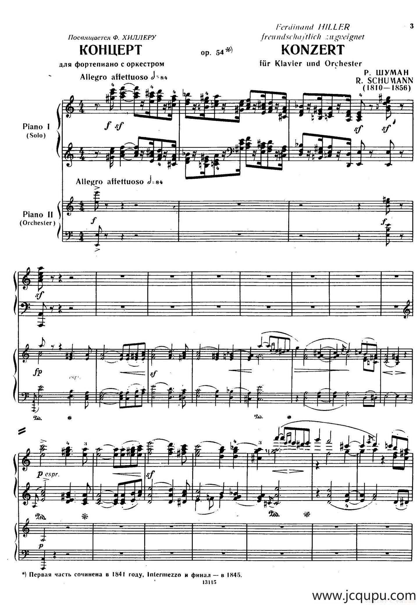 Piano Concerto in a Minor Op.54（a小调钢琴协奏曲·双钢琴）简谱