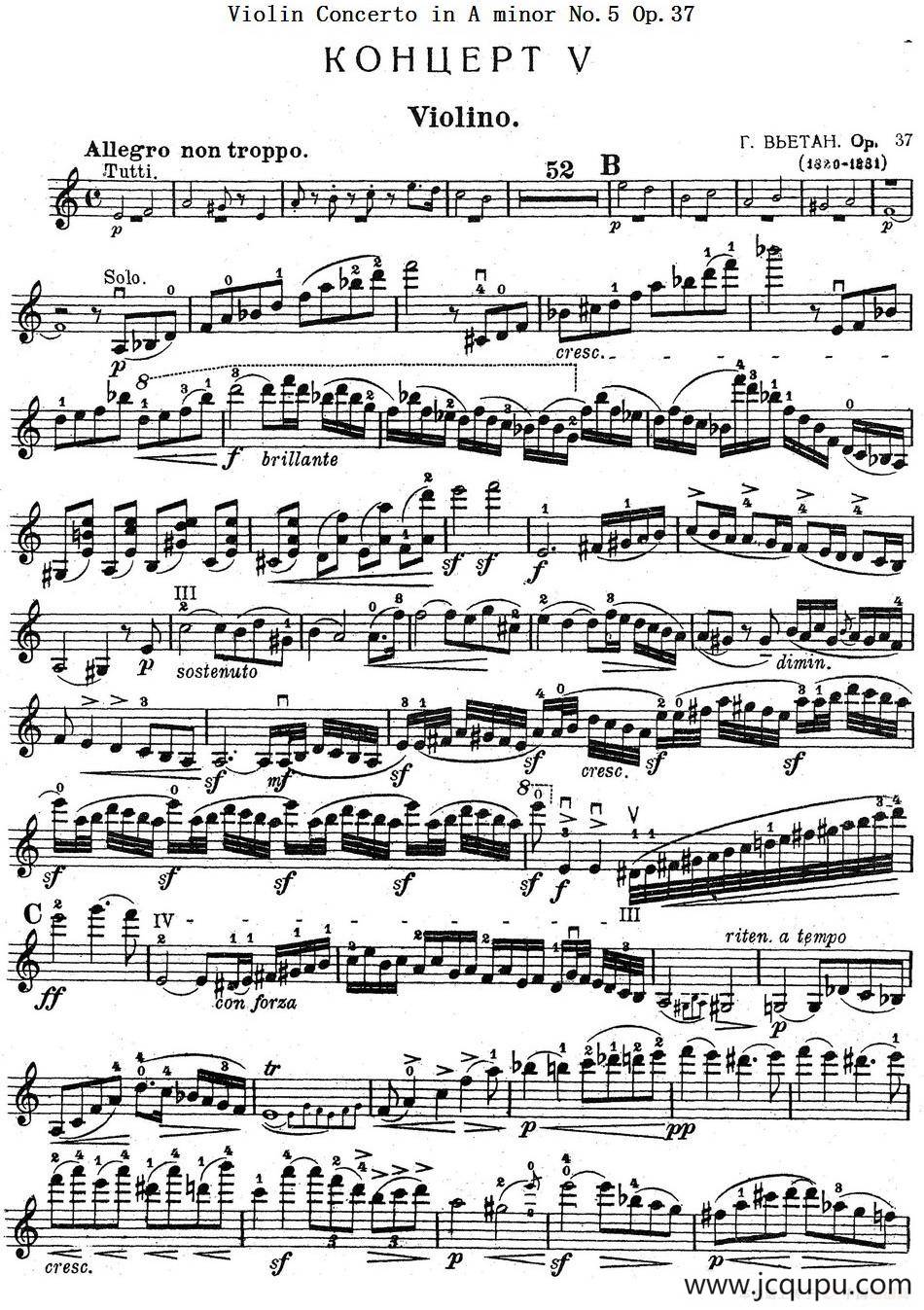 Violin Concerto in A minor No.5 Op.37简谱