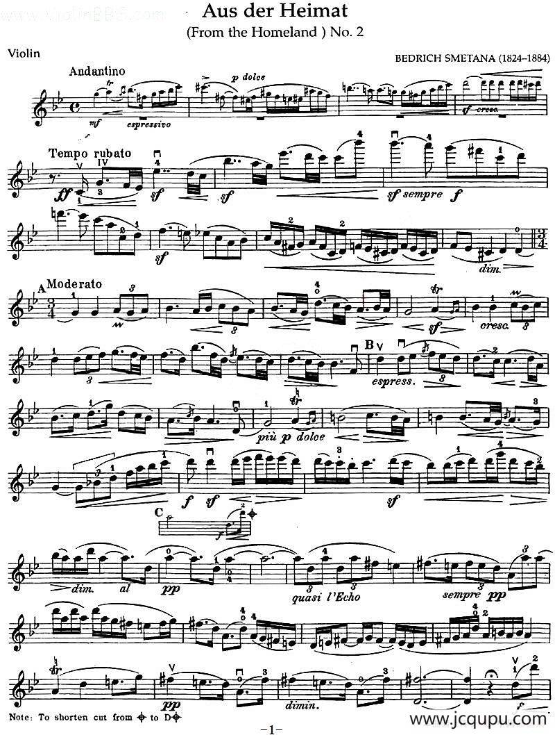 Aus der Heimat（From the Homeland No.2）简谱