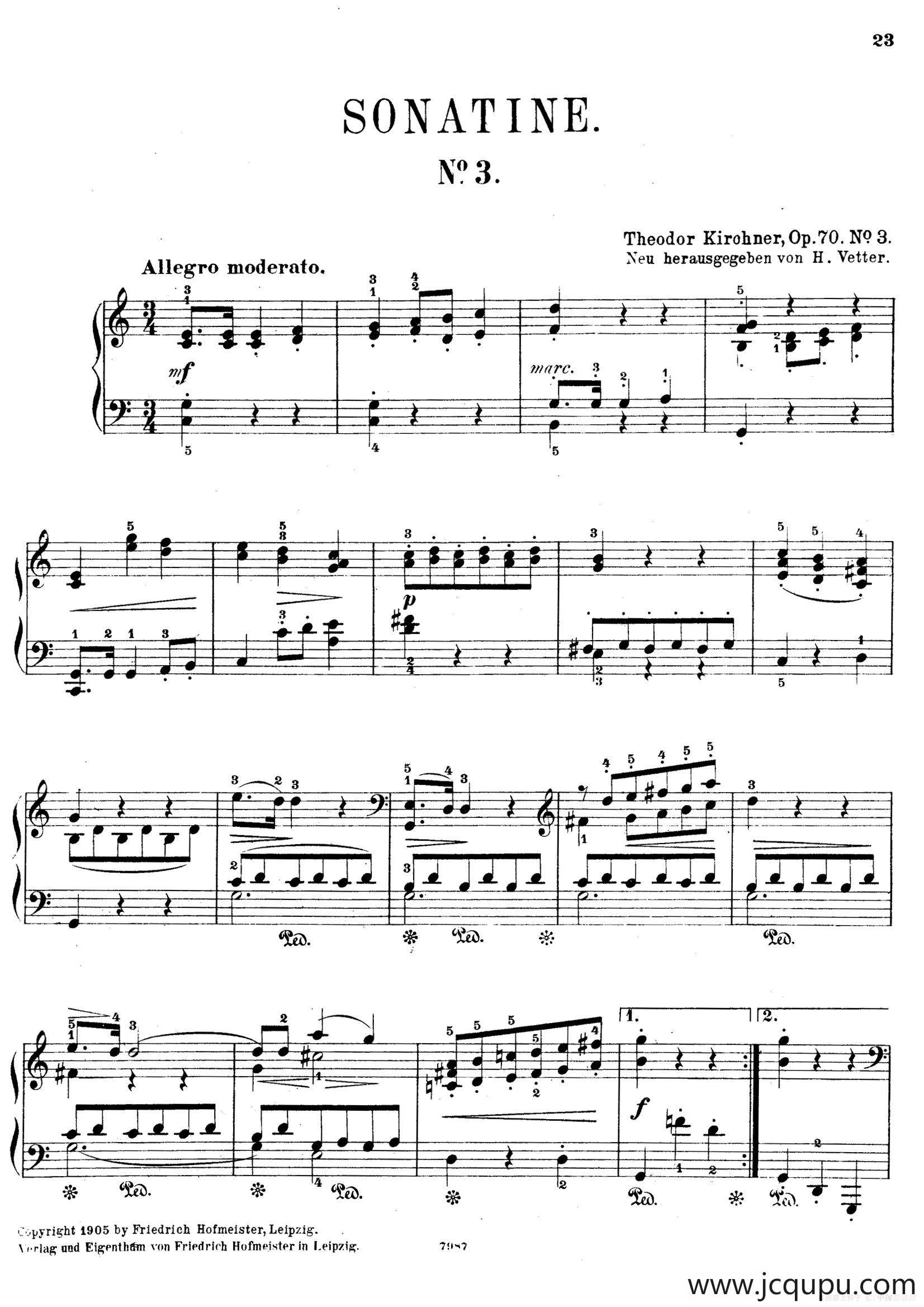 Five Sonatinas Op.70（5首钢琴小奏鸣曲·3）简谱