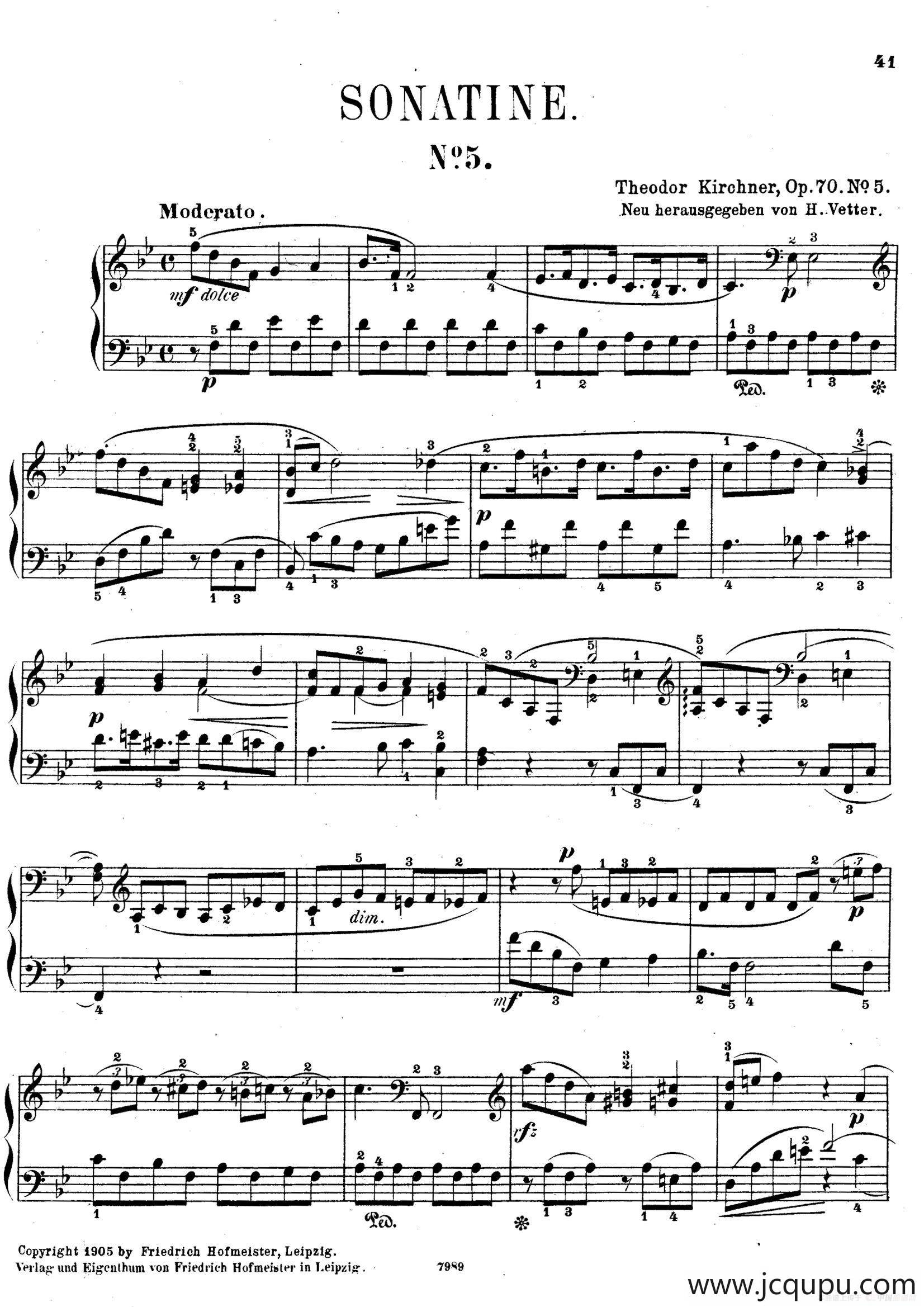 Five Sonatinas Op.70（5首钢琴小奏鸣曲·5）简谱