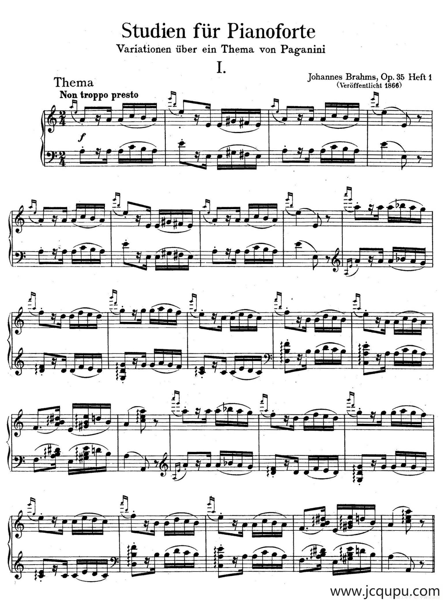 帕格尼尼主题变奏曲（Op.35 Livre1）简谱
