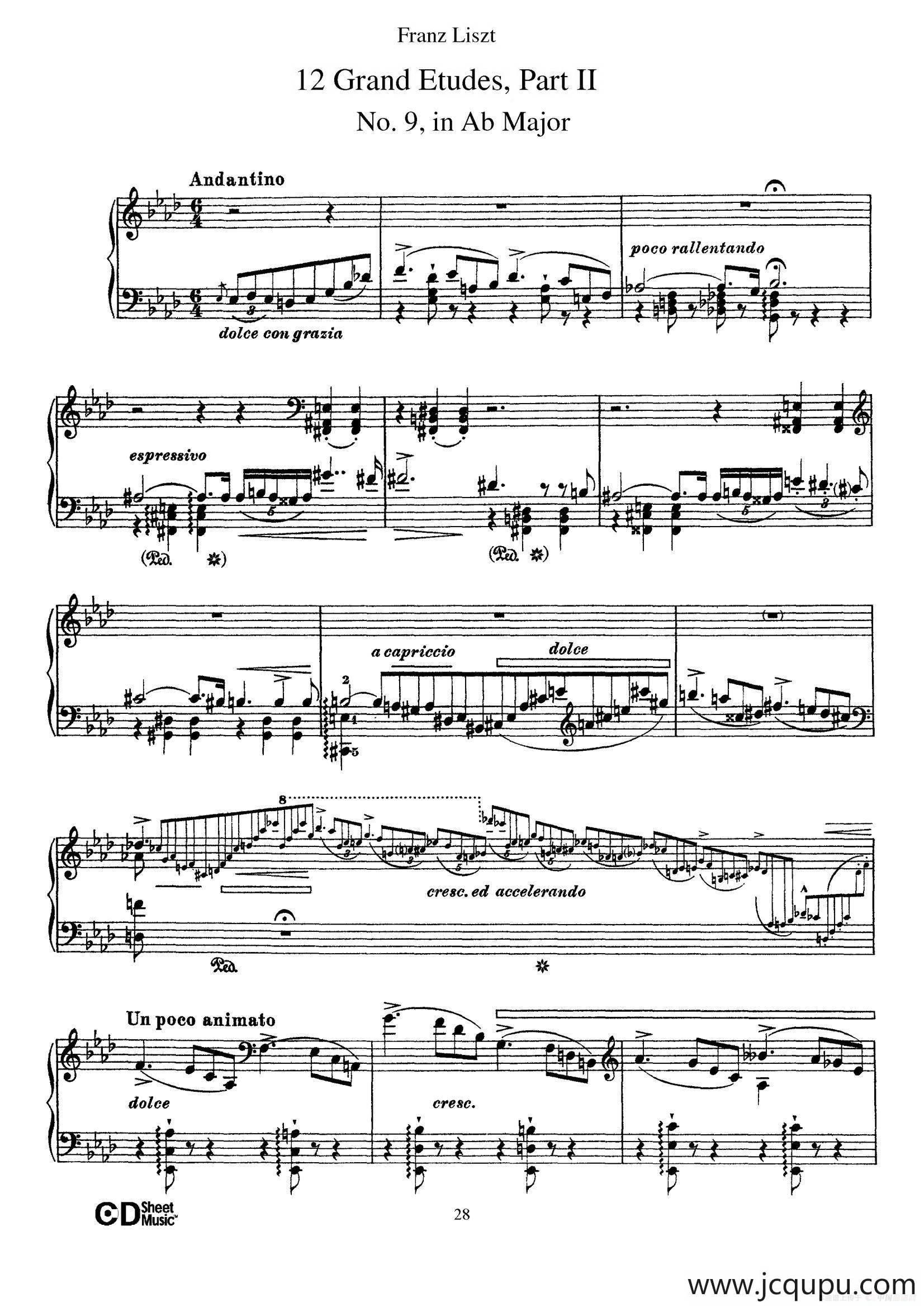 12 Grand Etudes S.137（12首华丽的练习曲·9）简谱