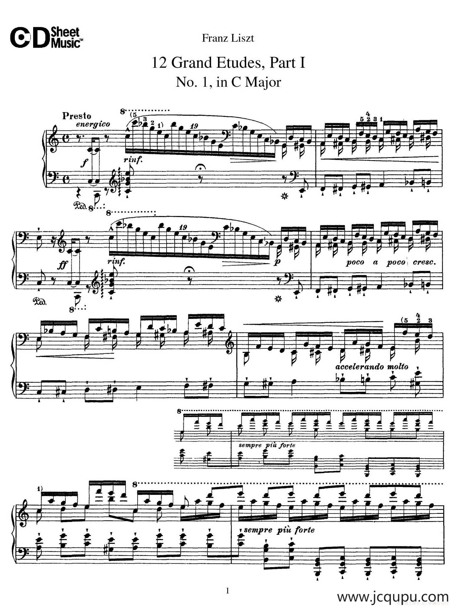 12 Grand Etudes S.137（12首华丽的练习曲·1）简谱