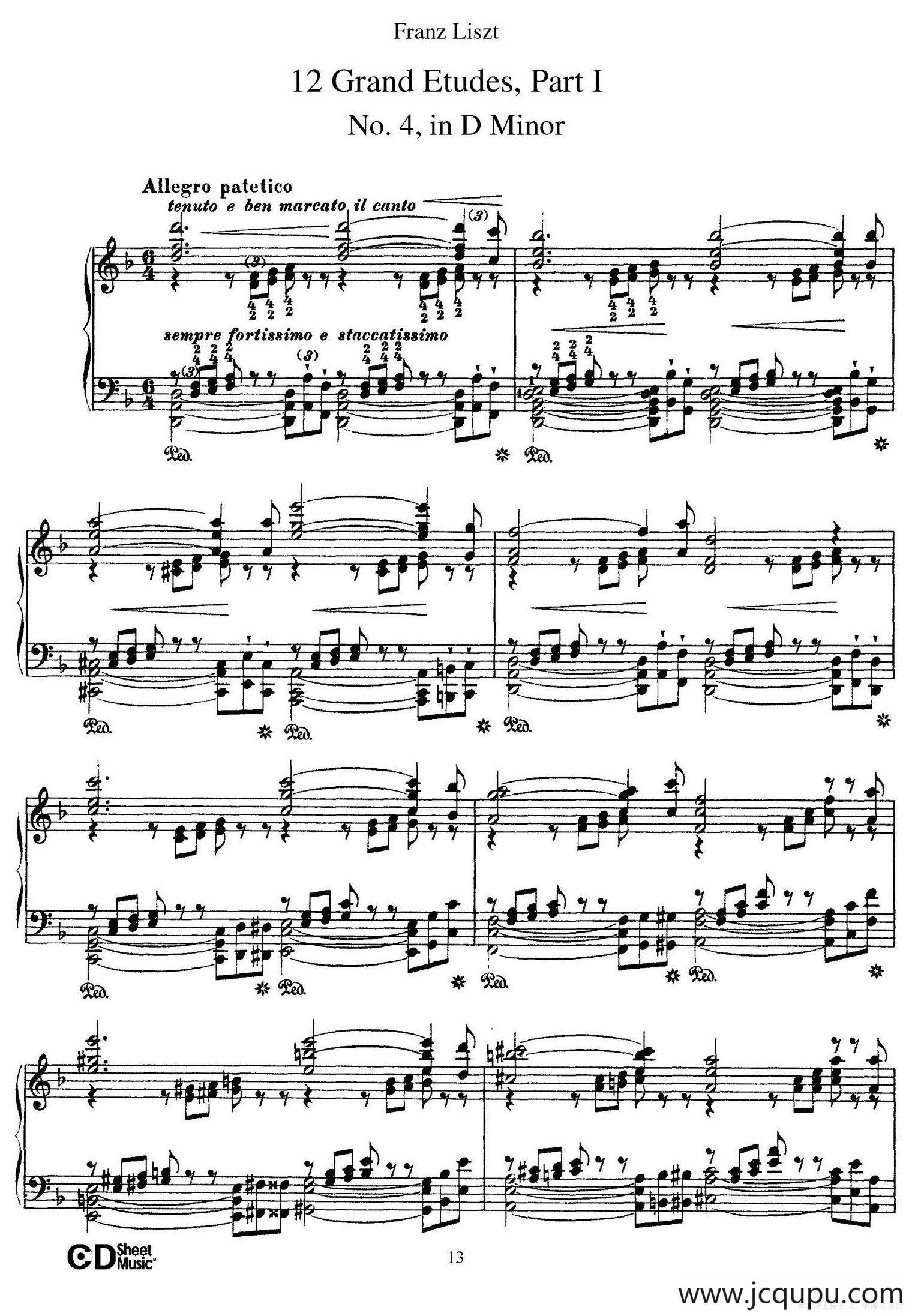 12 Grand Etudes S.137（12首华丽的练习曲·4）简谱