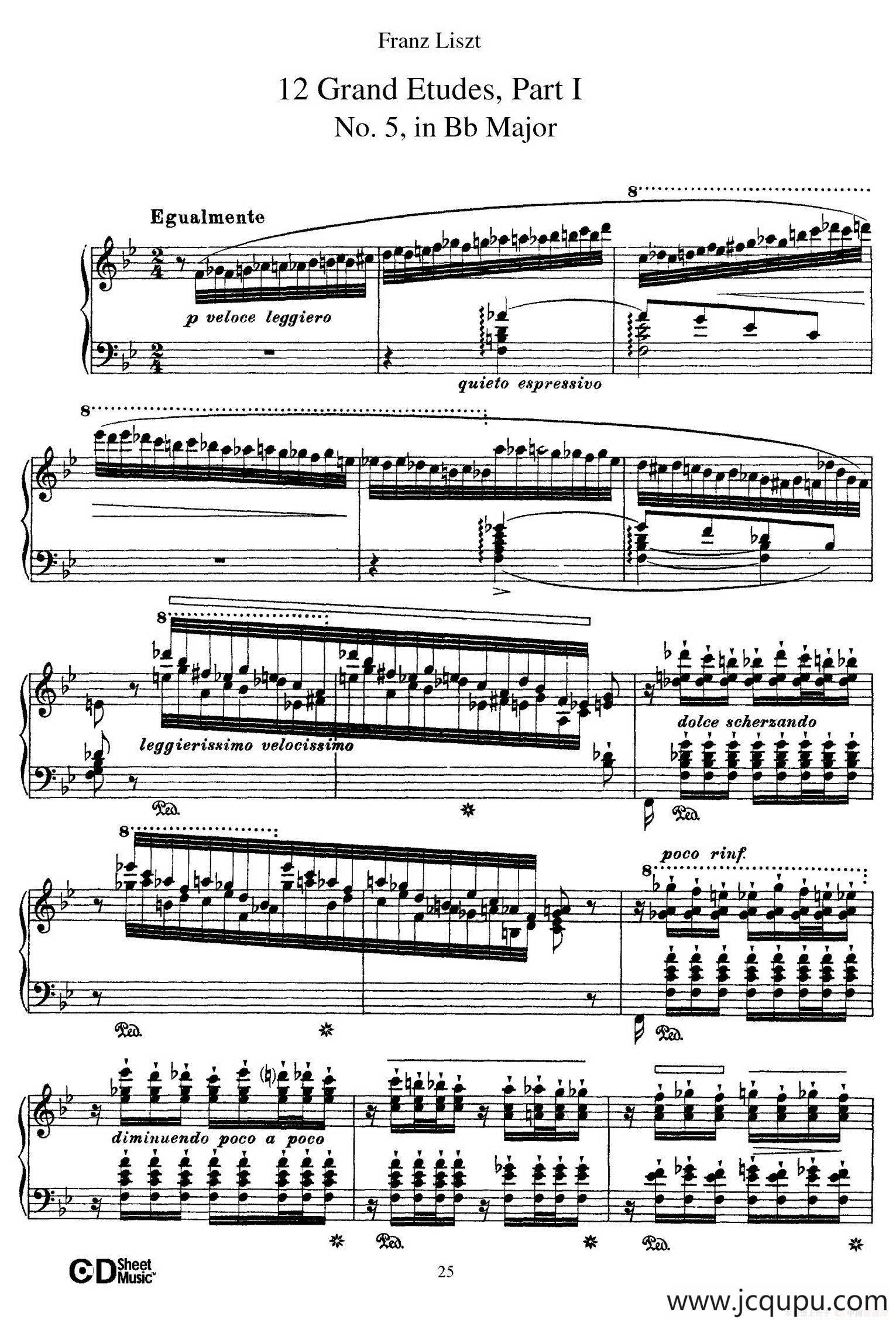 12 Grand Etudes S.137（12首华丽的练习曲·5）简谱
