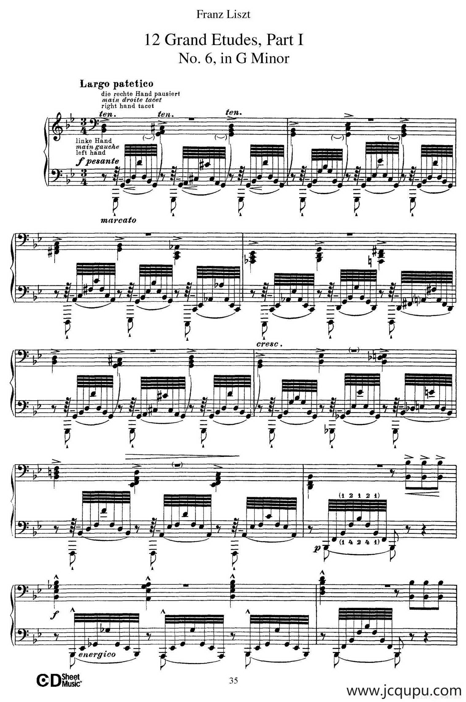 12 Grand Etudes S.137（12首华丽的练习曲·6）简谱