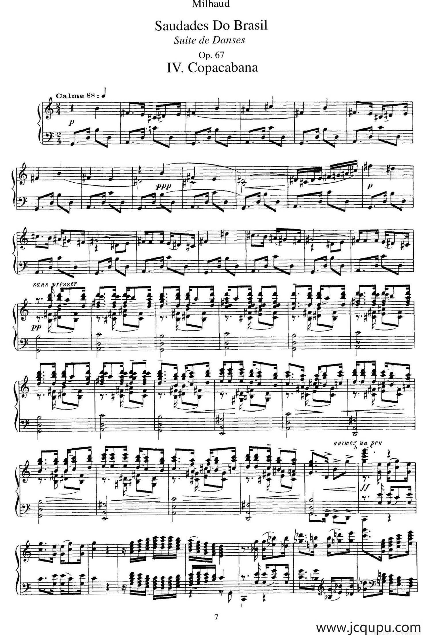 Saudados do Brasil Op.67（巴西回忆·Ⅳ）简谱