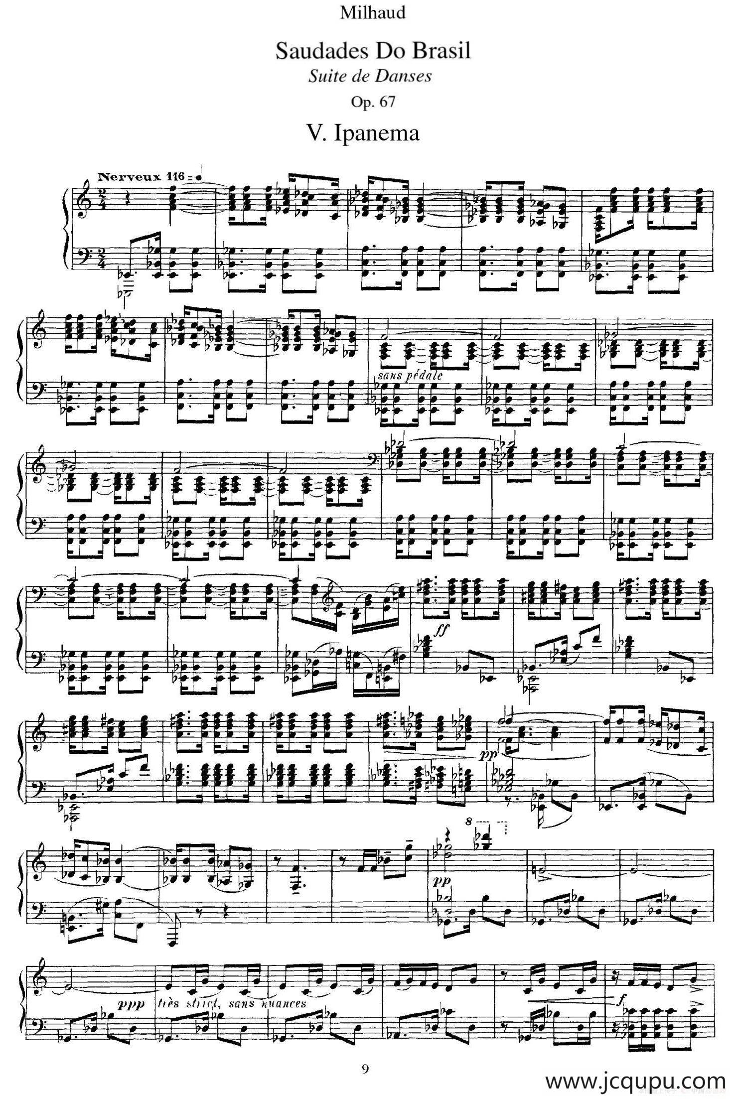 Saudados do Brasil Op.67（巴西回忆·Ⅴ）简谱