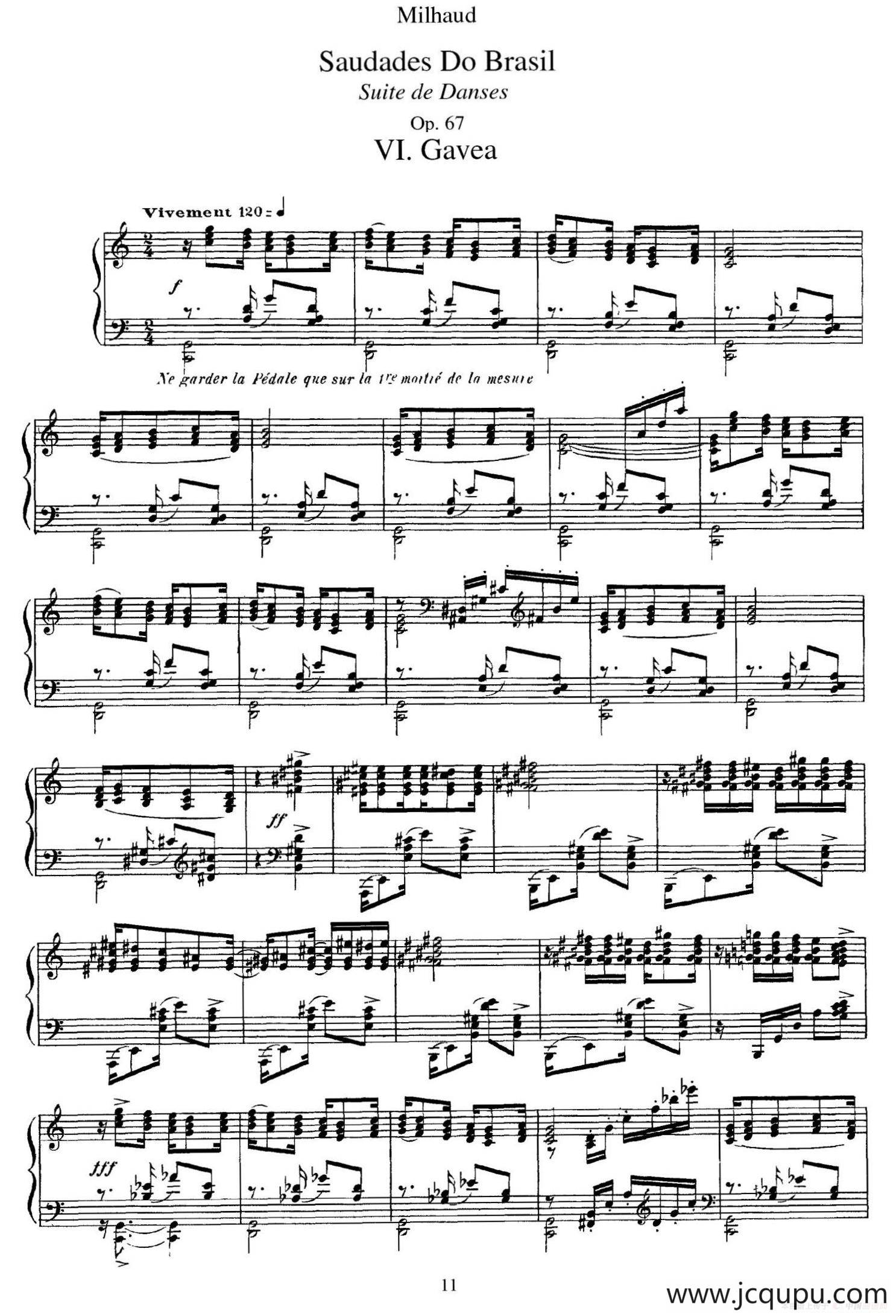 Saudados do Brasil Op.67（巴西回忆·Ⅵ）简谱